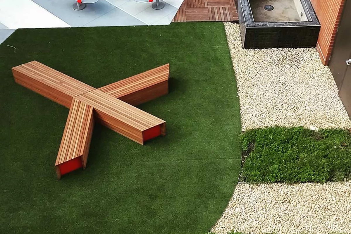 A section of green roof at Georgia Heights collegiate housing in Athens, Georgia.