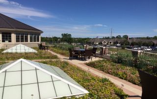 RoofStone paver walkway on Visiting Nurse green roof patio